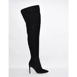 Sam Edelman Bernadette Boots Size 5.5 Black Suede Over The Knee 3.5" Heel